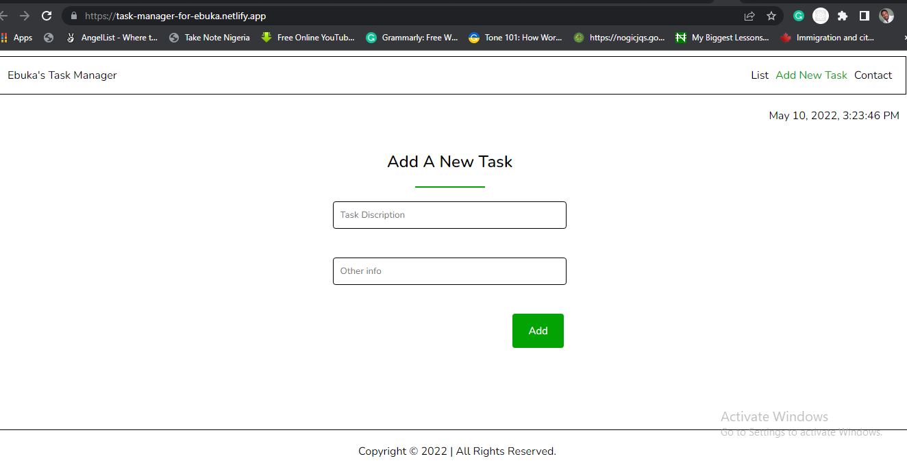 Task-Manager website app screenshot